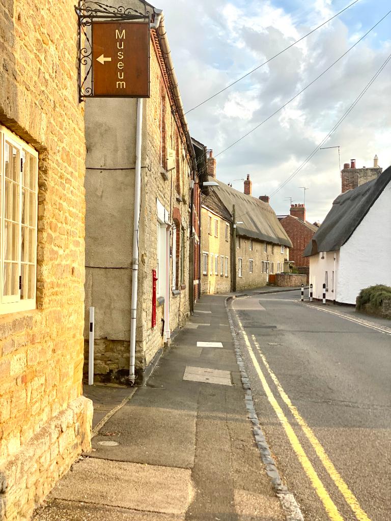 The bottom of the High Street, Wollaston — the Museum entrance and the old Post Office